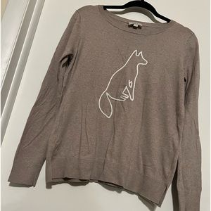 Loft, crewneck, women’s  fox detail, sweater, size M
